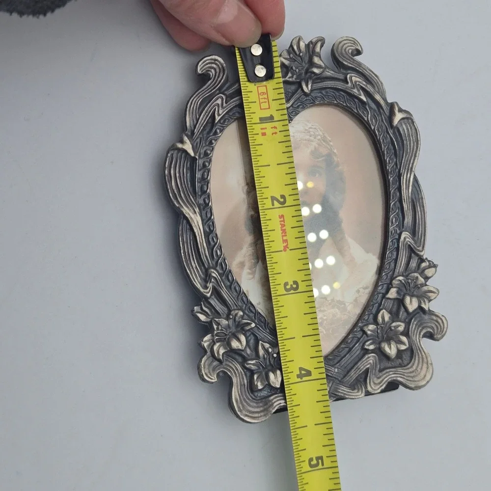 Pewter Heart Picture Frame Art‎ Nouveau Small 4.25x3.25 Table Top Mother's Day